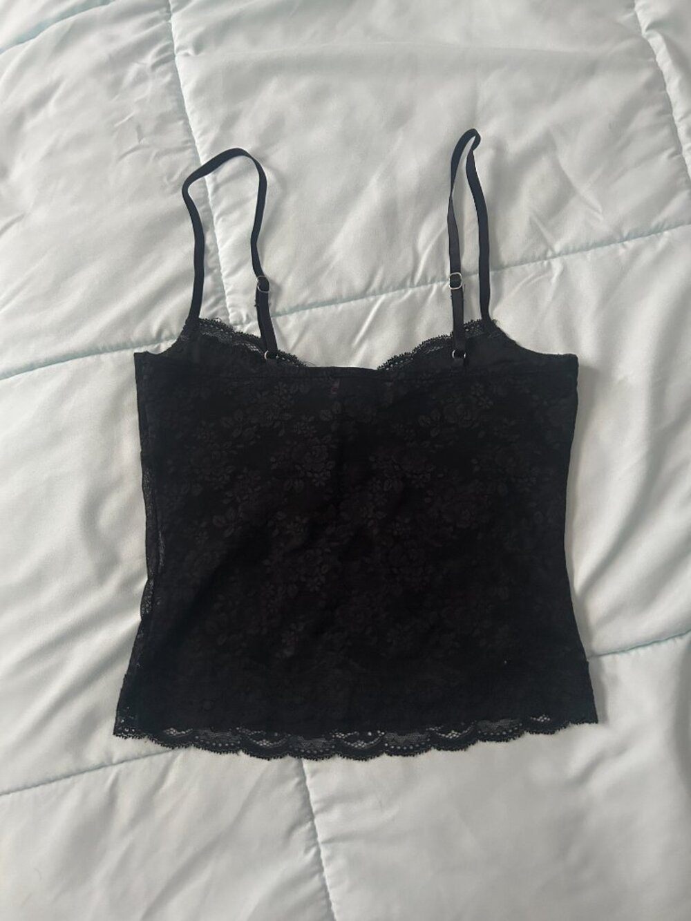 Edikted Sheer Black Lace Camisole Tank Top Women's Extra Small Y2K Front-Tie - Picture 2 of 10